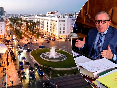 Links: steeds meer Europeanen vestigen zich in steden zoals Rabat, aangetrokken door economische kansen, een groeiende start‑upcultuur en een aangenaam klimaat. Rechts: de Marokkaanse ambassadeur Mohammed Ameur in zijn kantoor in Brussel.