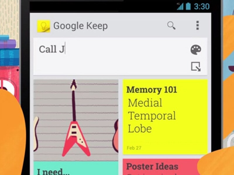 Screenshot van Google Keep.