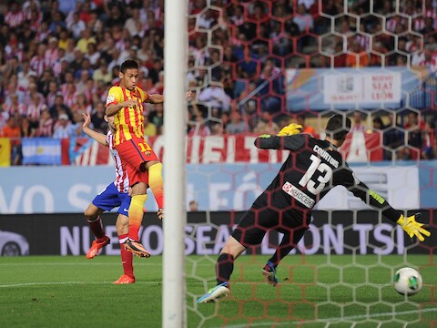 Neymar kopt de gelijkmaker voorbij Courtois.