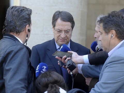 President van Cyprus Nikos Anastasiades na het overleg in Nicosia