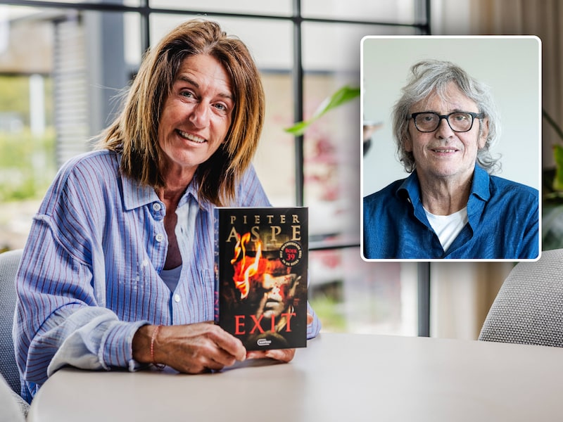 Tamara Hanegraaf, weduwe van Pieter Aspe, met het nieuwe boek dat vandaag verschijnt.