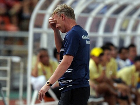 David Moyes kan het even niet meer aanzien.
