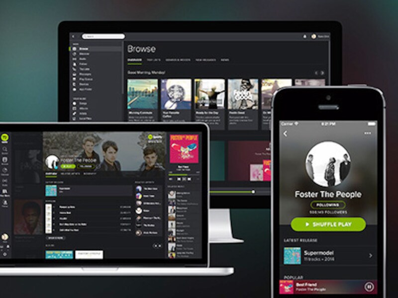 De nieuwe, donkere look van Spotify.