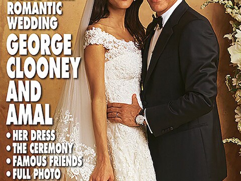 Amal schittert in Oscar de la Rente.