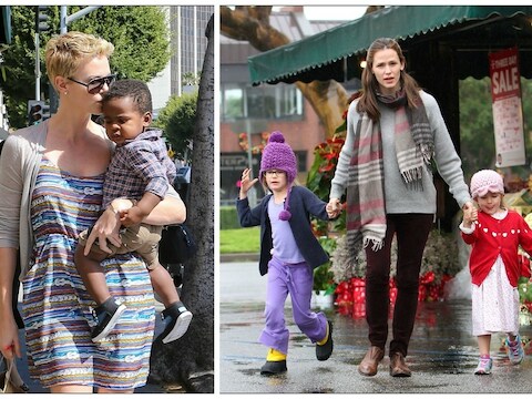 Charlize Theron met Jackson & Jennifer Garner met Violet en Seraphina.