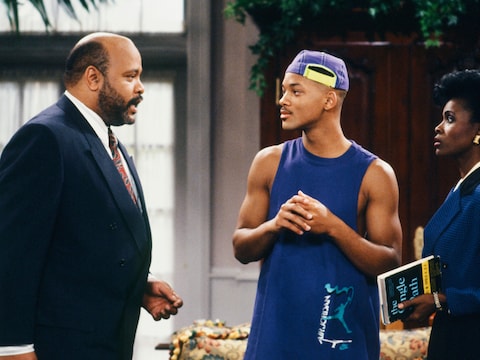 James Avery als uncle Phil (rechts) met Will Smith en Janet Hubert als Vivian Banks.