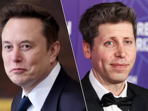 Miljardairs Elon Musk en Sam Altman, archiefbeeld.