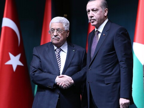 Erdogan gaf een persconferentie samen met de Palestijnse president Mahmoed Abbas.