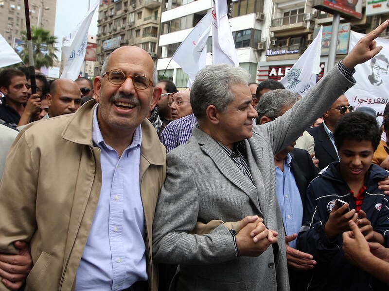 Mohamed ElBaradei (L) en Hamdeen Sabbahi (R).