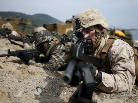 Amerikaanse en Zuid-Koreaanse soldaten houden hun jaarlijkse oefeningen.