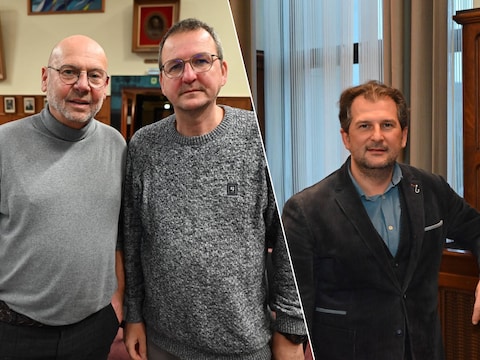 Gemeenteraadsleden Didier Teppa en Bart Van den Bergh / Burgemeester Björn Prasse