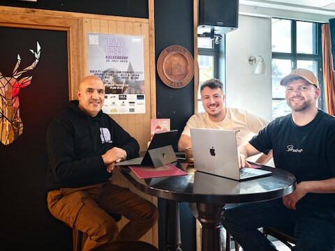 Organisatoren van Dag Disco in Kalken: Robin Verhoeven, Cédric Gacquerre en Mohamed El Sayyid