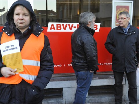 Voka betoogde tegen de staking.