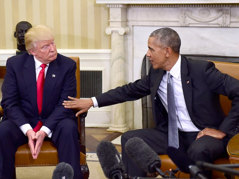 Donald Trump en Barack Obama bij hun ontmoeting vorige week.