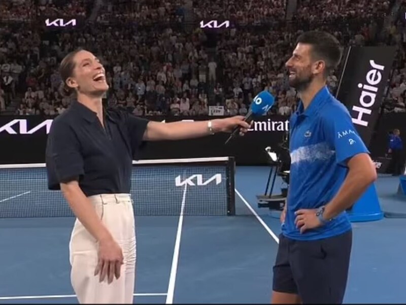 Ook Djokovic zet een hater uit het publiek op zijn plaats tijdens interview: “Sorry, ik heb een vrouw”