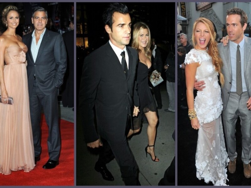 Stacy Keibler en George Clooney, Justin Theroux en Jennifer Aniston, Blake Lively en Ryan Reynolds.