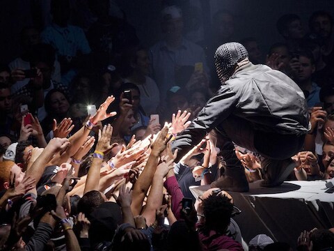 Kanye West in actie in Seattle.