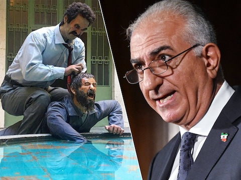 Evocatie van de folterpraktijken onder het regime van de Iraanse sjah (links) en diens oudste zoon Reza Pahlavi.