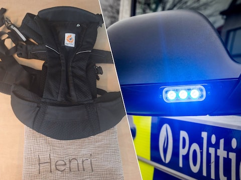 Een aangetroffen babydraagzak (l.) leidde deze week tot een urenlange zoekactie door de politie.