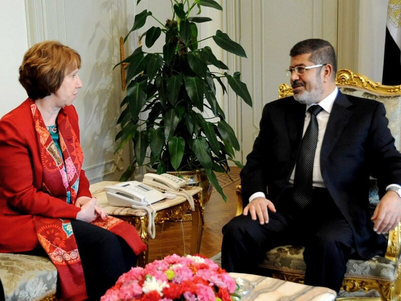 Catherine Ashton en Mohammed Mursi.