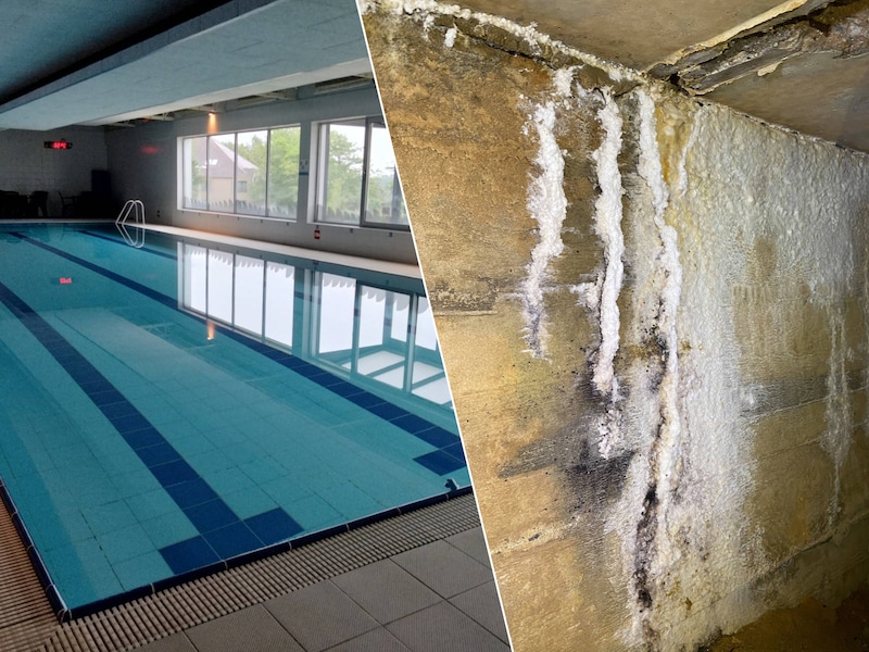 Tijdens een technische controle werd vergevorderde betonrot vastgesteld in zwembad Bad Ter Kommen in Bilzen-Hoeselt.