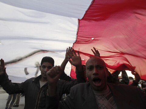 Tegenstanders van de Egyptische president Mursi in één van de vele betogingen.