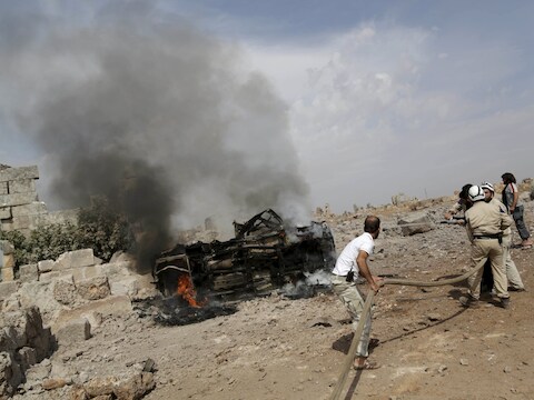 De Russen bombardeerden onder andere een basis van de islamitische Ahrar al-Sham in Idlib.