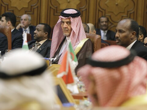 Minister van Buitenlandse Zaken van Saoedi-Arabië Saud al-Faisal tijdens de vergadering van de Arabische Liga.