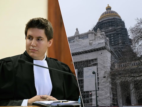Advocaat Kristof Lauwens (links) verdedigt een man die in de Brusselse rechtbank terechtstaat voor de verkrachting van zijn buurvrouw.