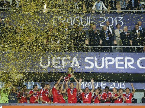 Bayern München won vorig jaar de Europese Super Cup in de Eden Arena in Praag.