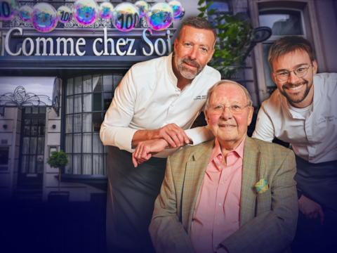 Pierre Wynants (midden), schoonzoon Lionel Rigolet (links) en kleinzoon Loïc Rigolet (rechts). “Generatie na generatie voelen wij de drang om het restaurant verder te zetten.”