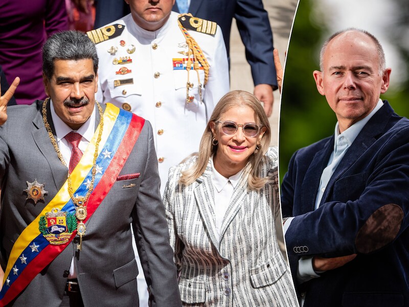 Links: de Venezolaanse president Nicolás Maduro en zijn vrouw Cilia Flores. Rechts: defensie-expert Roger Housen.