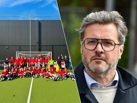 Blije gezichten bij de Roeselare Rangers. De club blijft maar groeien door de stijgende populariteit van hockey in België / Voorzitter Michiel Van Eeckhoutte.