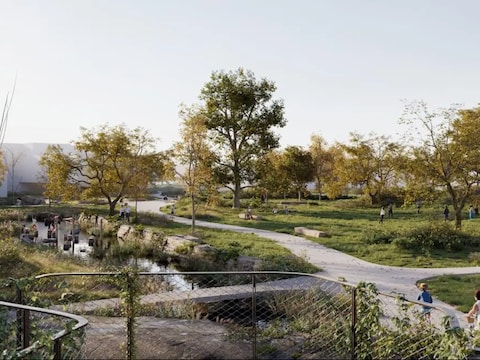 Een ontwerp van hoe de site zal worden in Maaseik.
