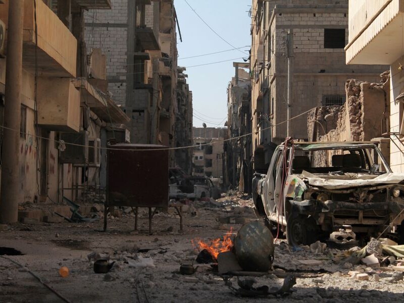De verwoeste historische stad Aleppo.