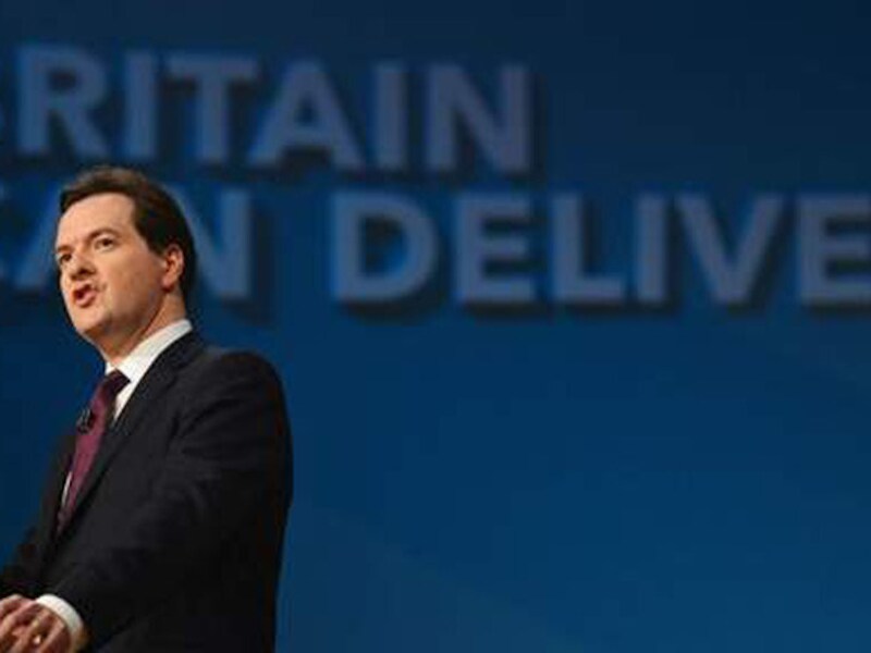 Minister van Financiën George Osborne vandaag tijdens de jaarlijkse bijeenkomst van de conservatieve partij in Birmingham.