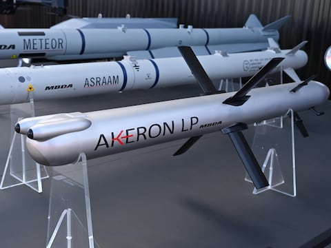 Illustratiebeeld. Een MBDA AKERON LP langeafstandsraket. 