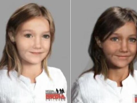 Links hoe Maddie McCann er nu zou uitzien als ze in Noord-Europa zou zitten en rechts in Noord-Afrika.