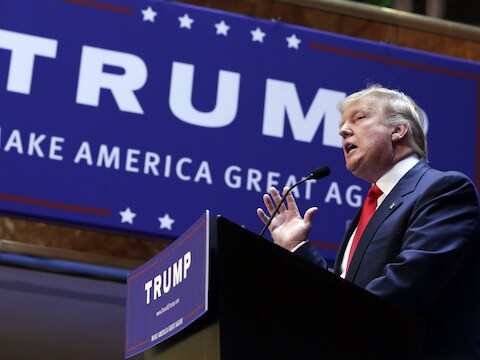 Donald Trump maakt zijn presidentiële kandidatuur bekend.