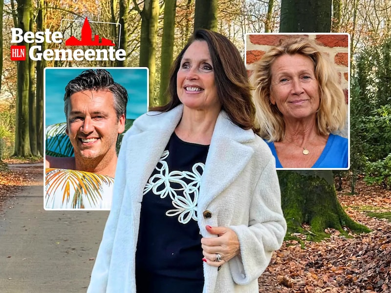 Wendy van Wanten (midden) vertelt over haar Aalter,  Davy Gilles (links) over Zoersel en Anne De Baetzelier (rechts) over Kampenhout