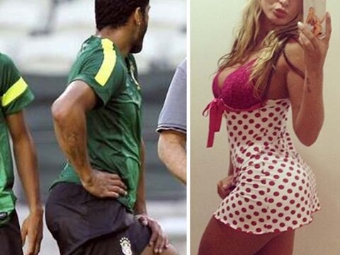 Hulk naast Andressa Urach, die furore maakte tijdens de jongste 'Miss BumBum'-verkiezing.
