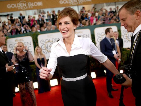 Julia Roberts tijdens de Golden Globe Awards.