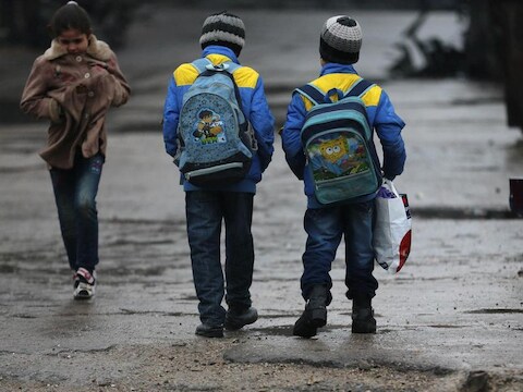 Kinderen op straat in Damascus.