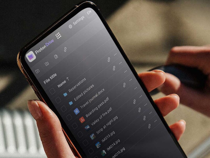 Proton Drive, een privacyvriendelijke cloudopslagdienst, op een smartphone.