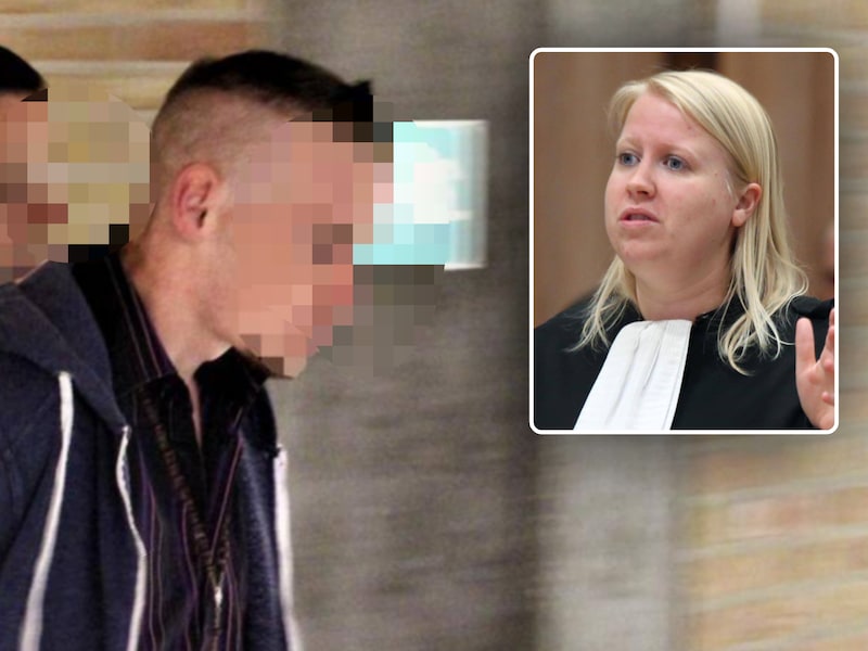 Alan C. in de rechtbank tijdens zijn proces voor de dood van baby Mathéo in oktober 2017. Vandaag wordt hij in een ander proces opnieuw verdedigd door advocate Mieke Byttebier (inzet).