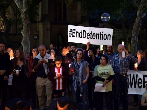 Protest in Sydney tegen het Australische vluchtelingenbeleid.