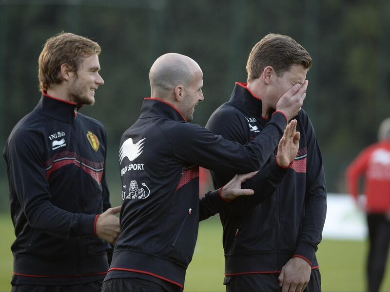 Gillet en Ciman dollen met Vertonghen op de eerste training in de aanloop naar Kroatië.