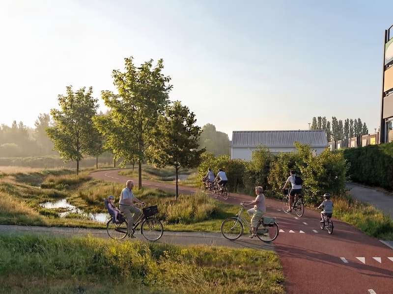 Toekomstbeeld van de nieuwe fietsverbinding tussen Deurne en Merksem, ook door Schoten en Wijnegem.