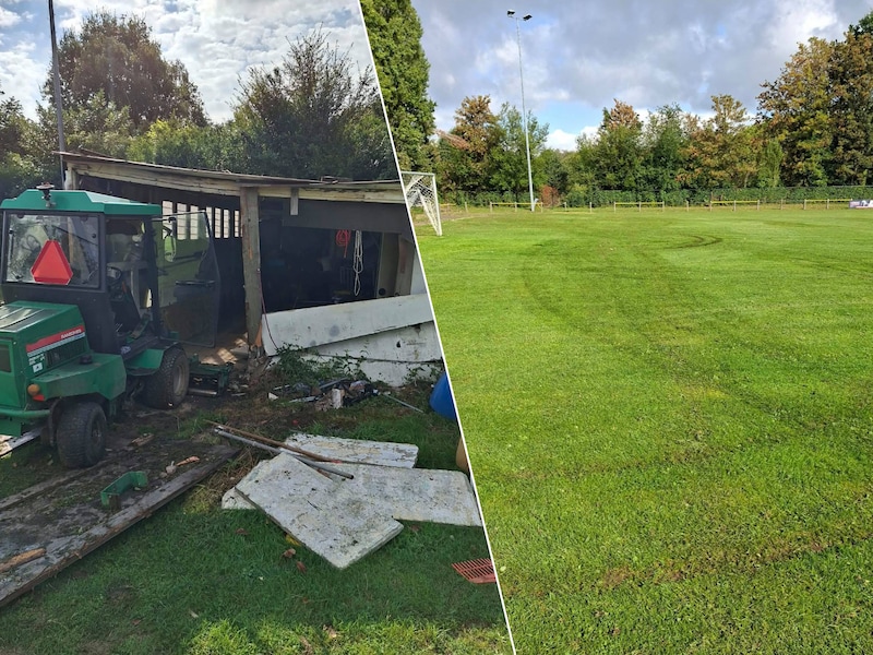 Grasmaaier tegen betonnen paaltje geramd en velden vernield: vandalen slaan voor tweede keer toe bij voetbalclub in Boechout