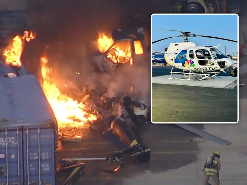 De helikopter ‘Newschopper4’ van NBC veranderde in een vuurbal.